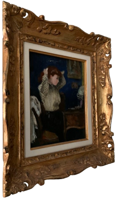 A framed painting in a two-dimensional perspective picture